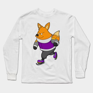 Fox at Ice skating with Ice skates & Glasses Long Sleeve T-Shirt